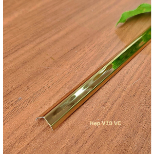 Nẹp Inox V10 Vát Cạnh Vàng Gương 