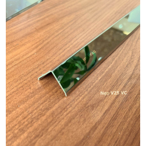 Nẹp Inox V25 Vát Cạnh Trắng Gương 