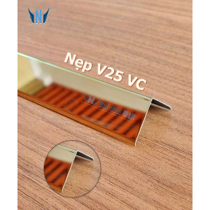 Nẹp Inox V25 Vát Cạnh Vàng Gương 