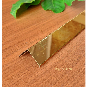 Nẹp Inox V30 Vát Cạnh Vàng Gương 