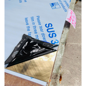 Tấm inox 304 Champagne xước caro