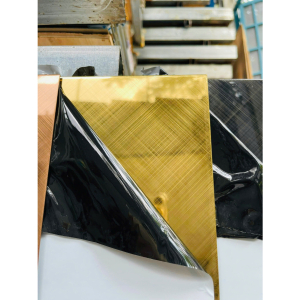 Tấm inox 304 vàng xước caro